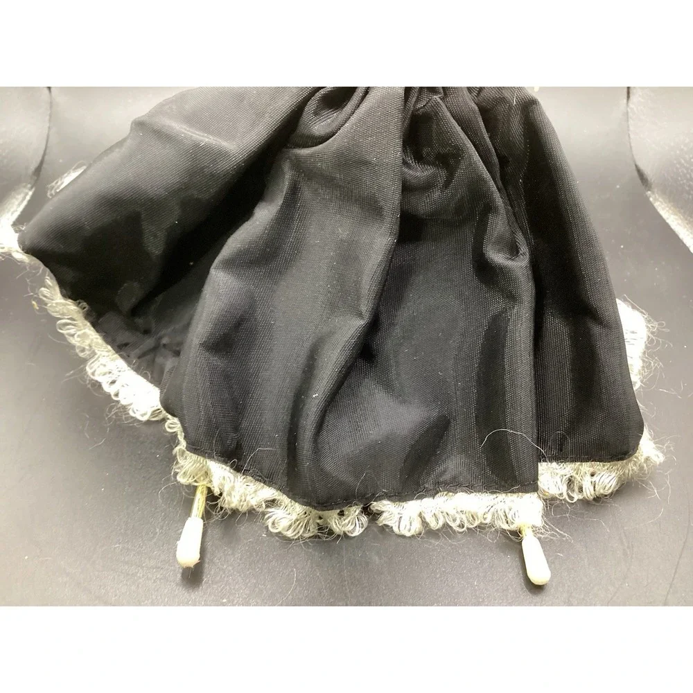 VTG Hard Plastic Sleepy‎ Eyed Girl Doll w/ Black & White Dress Collectible 8